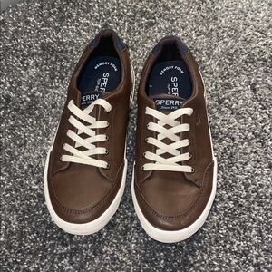Sperry Boys Dark Brown Sneakers with White Laces